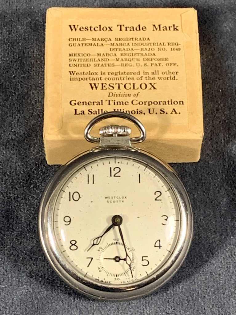 Vintage 1950s era Westclox 'Scotty' Pocket Watch - WORKS w